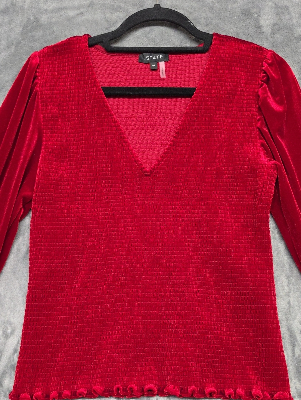 1. State Red Velvet V-Neck Long Sleeve Tunic
